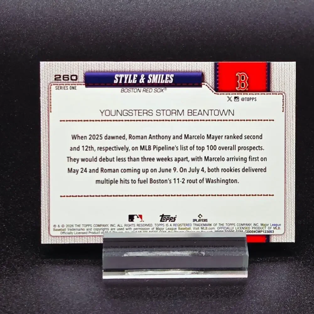 Roman Anthony Select Style and Smiles RC Boston Red Sox Top Prospect